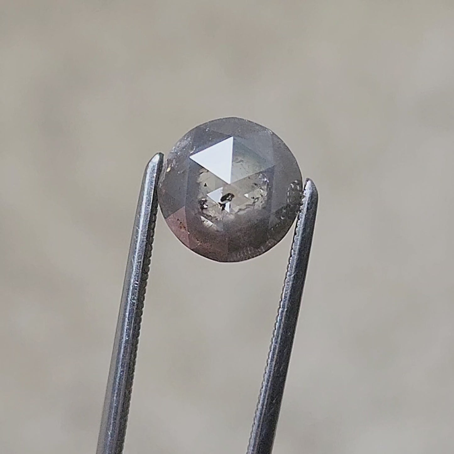 Load and play video in Gallery viewer, 1.77ct Natural Rose Cut Gray Diamond with Peep Hole
