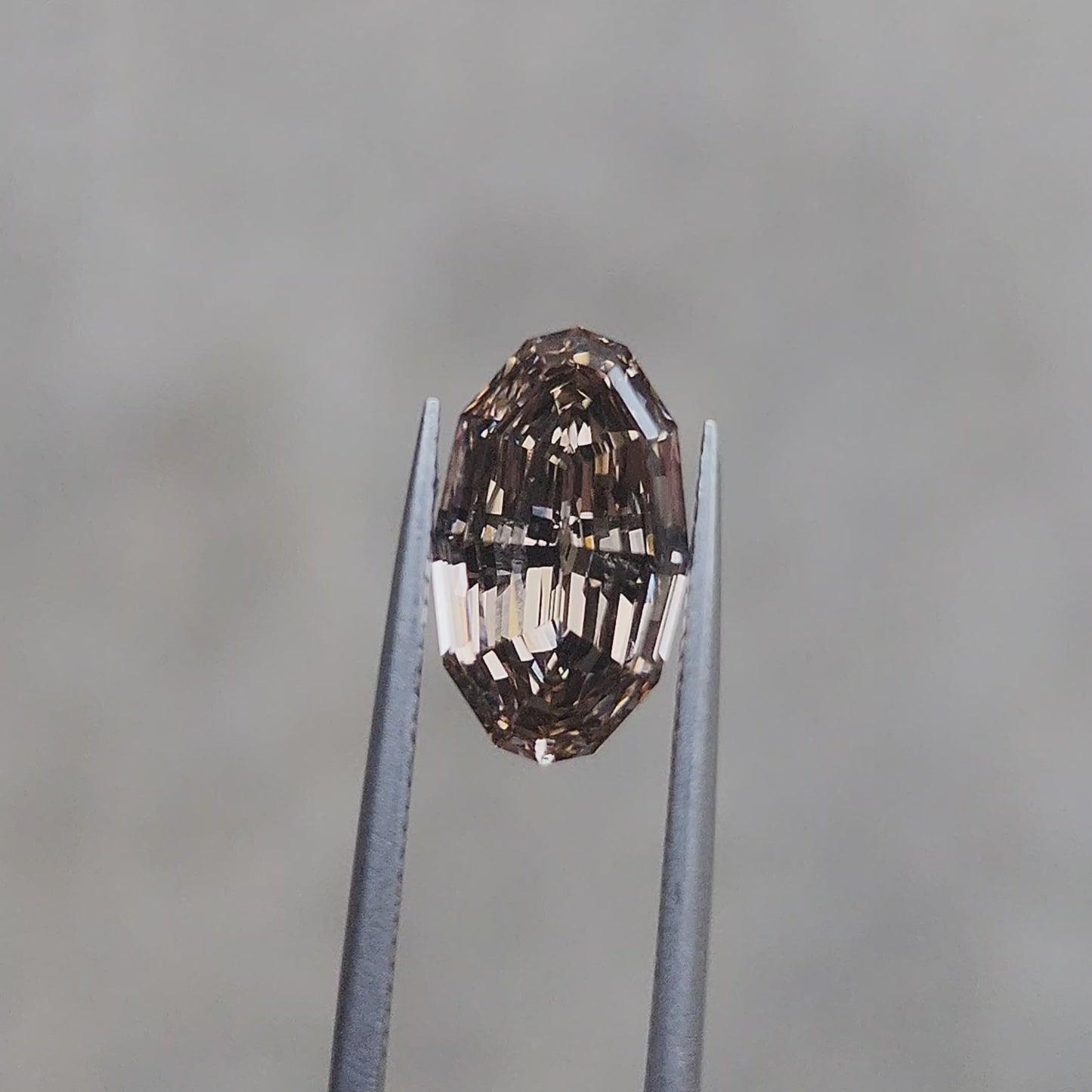 3.09ct Champagne Polygon Step Cut Oval Lab Diamond VS1