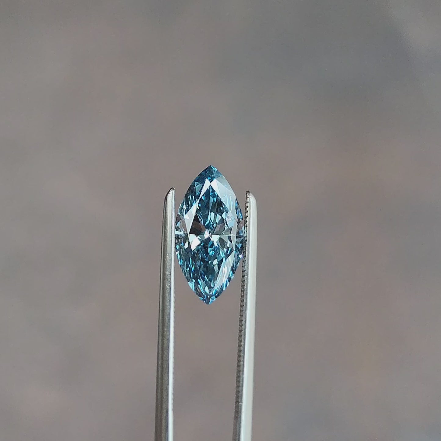 Marquise cut lab fancy vivid blue diamond