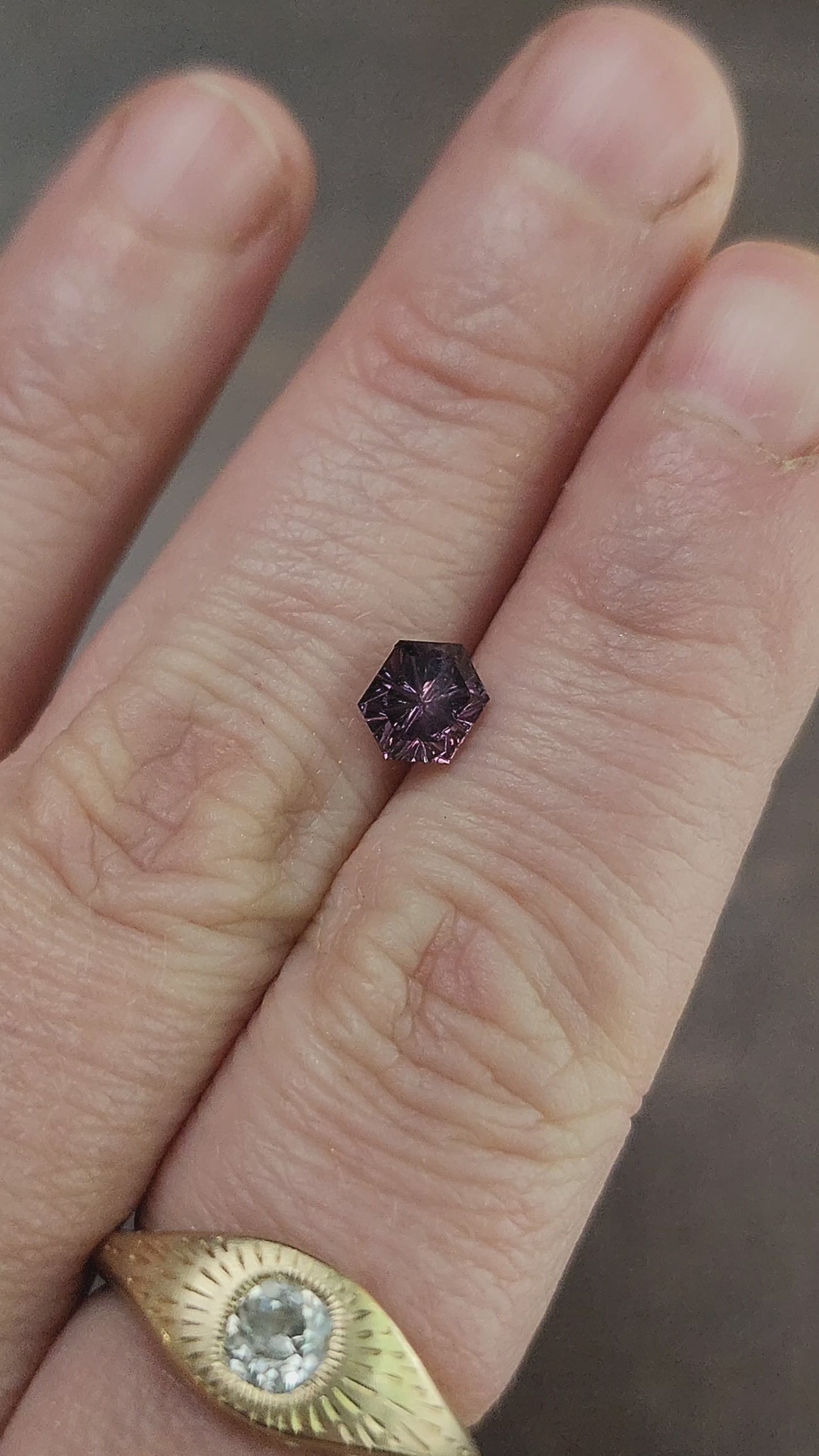 Load and play video in Gallery viewer, 1.32ct Dragon Hexagon Rupee Purple Sapphire Fantasy Cut
