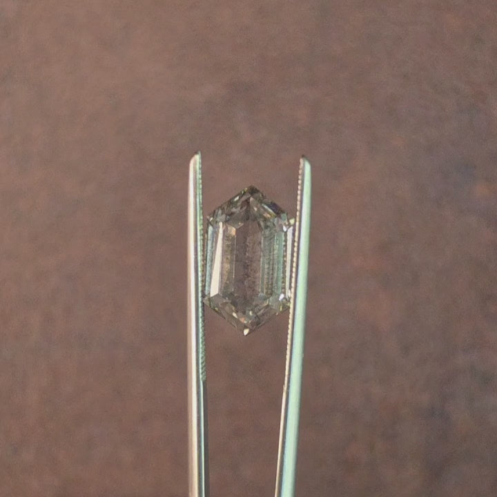 Load and play video in Gallery viewer, 3.38ct Elongated Hexagon Champagne Salt &amp;amp; Pepper Lab Diamond
