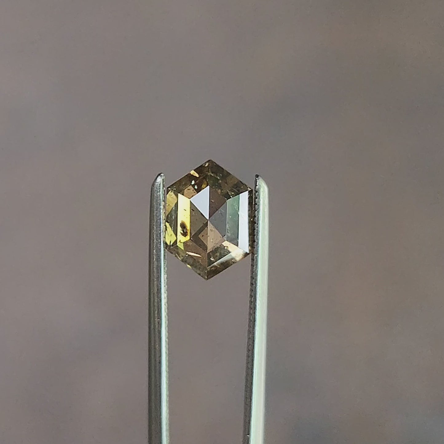 Load and play video in Gallery viewer, 1.48ct Natural Diamond Rose Cut Champagne Salt and Pepper Hexagon
