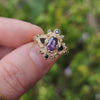Medieval Ophelia with Purple Sapphire Black and Champagne Diamonds yellow gold 14k video 2