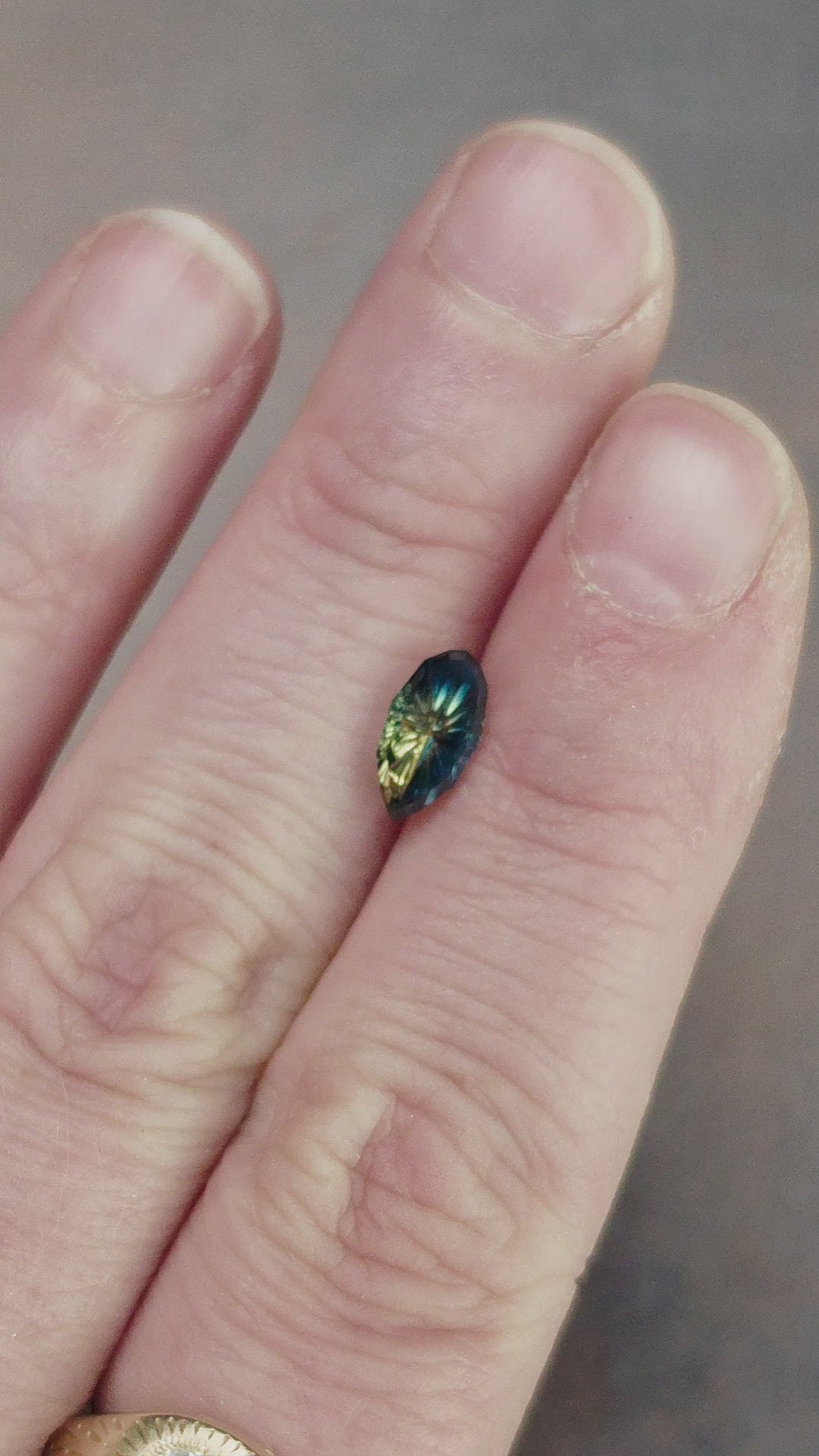 Load and play video in Gallery viewer, 1.13ct Parti Natural Australian Sapphire Pear Fantasy Cut by Brett Kosnar
