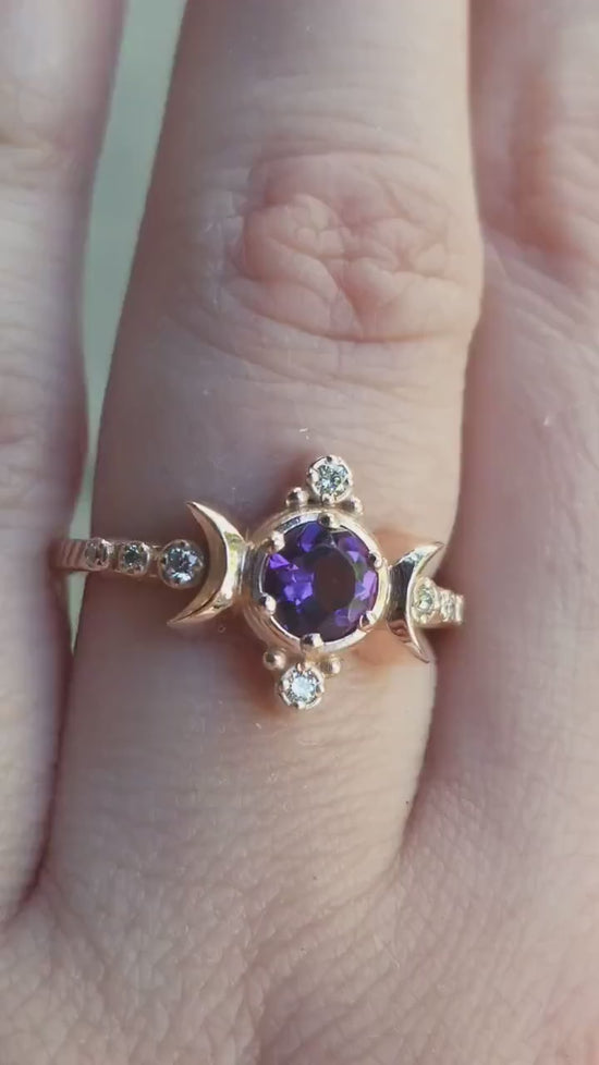 Load and play video in Gallery viewer, *Setting Only* Compass Moon Engagement Ring for Build your own Ring
