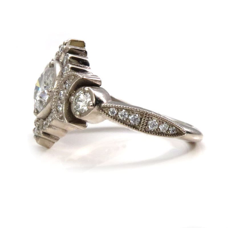 Selene Moon Goddess Engagement Ring - Moissanite or Galaxy Diamond Lunar Boho Wedding Ring -14k Palladium White Gold