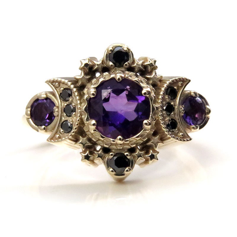 Black Amethyst Ring Amethyst And Black Diamond Cosmos
