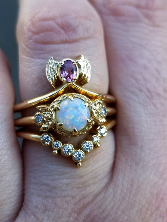 Oval Trilogy Half Moon Side Diamond Engagement Ring | Rêve Diamonds
