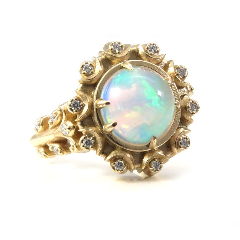 14KY Victorian Opal & Old Mine Diamond(.65) Ring | Replacements, Ltd.