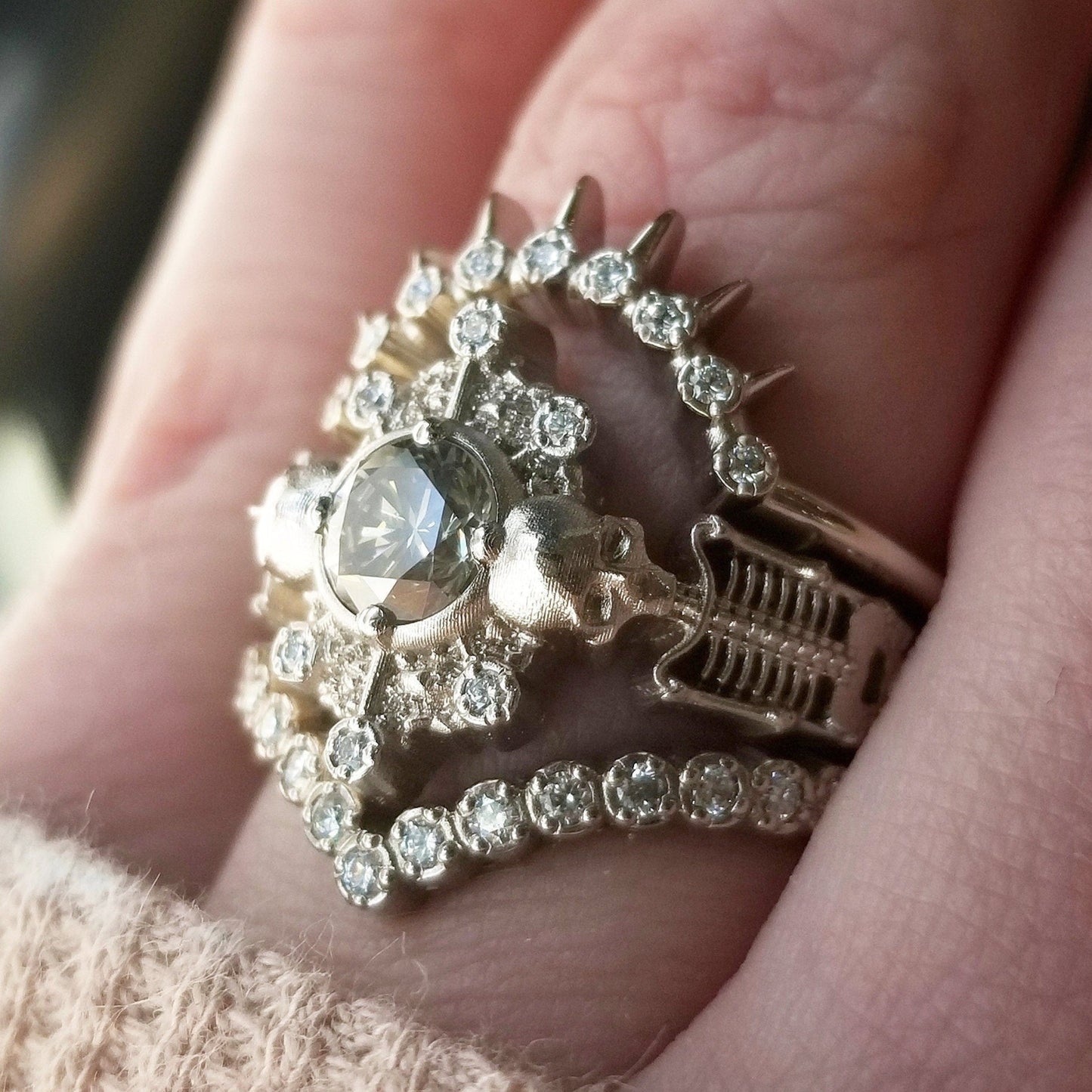Mens Palladium and Diamond Set Wedding Ring 6mm