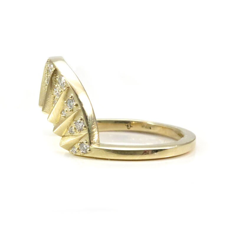 Sun With Diamond Rays Tall Sunrise Ring Wedding Band with Sun Rays and Diamonds - Modern Fin ...