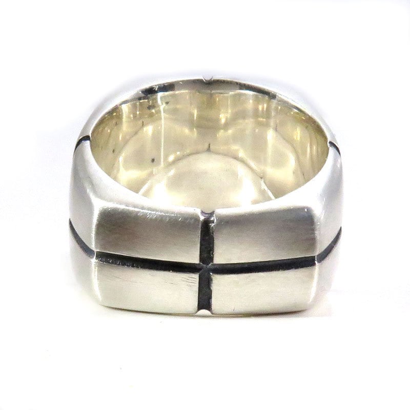 Mens Helm Of Awe Heavy Silver Square Norse Signet Ring